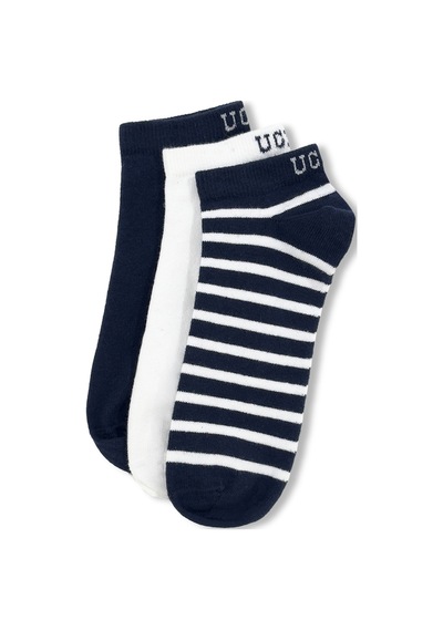 Ucla Lıoren 3'lü Lacivert Kısa Jakarlı Pamuk Standard Fit Unisex Çorap