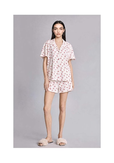 Defacto Regular Fıt Şortlu Kısa Kollu Desenli 2li Ecru Pijama Takımı H7407ax26hser98 Ekru-er98