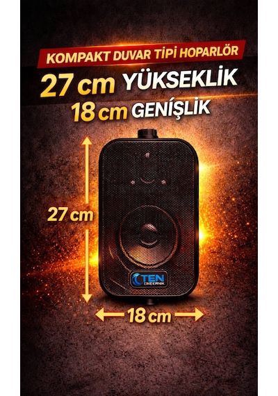 Ten, 3 Hoparlörlü Anfi Ses Sistemi Mağaza, Cafe Ve Restoran, Cami İçin Large Paket