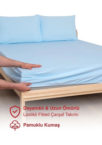 Lastikli Çarşaf %100 Pamuklu Penye Kumaş Tek/çift Kişilik Mavi