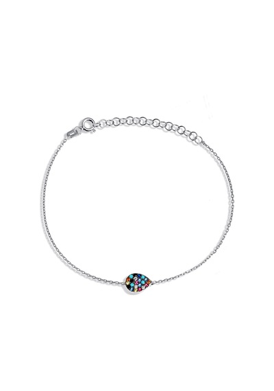 Argentum Concept - Renkli Taşlı Gümüş Damla Bileklik - B049901