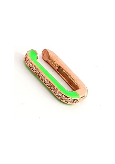 Yeşil Neon Mineli Zirkon Taş Detaylı Gümüş Rose Sıkıştırmalı Kıkı N11.96663