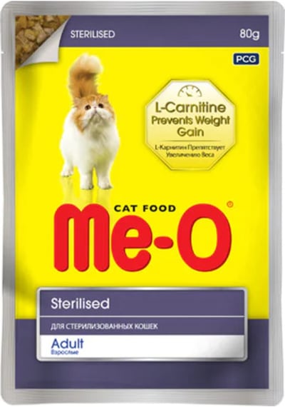 Me-O L-Cartine Tavuklu Pouch Kısırlaştırılmış Yetişkin Kedi Yaş Maması 6 x 80 G