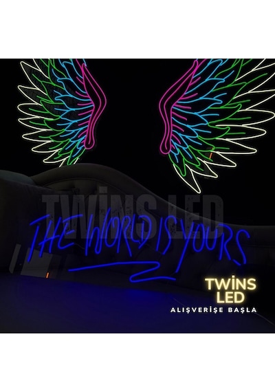 The World Is Yours Yazılı Neon Tabela Mavi