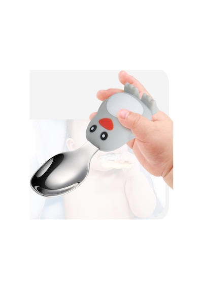 Penguen Figürlü Premium Çocuk Bpa Free Silikon Sap Paslanmaz Çelik Uçlu Çatal-kaşık Set 9+ Ay