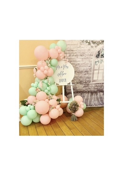 Makaron Pembe Ve Mint Yeşili Balon Zinciri 100 Adet Mix