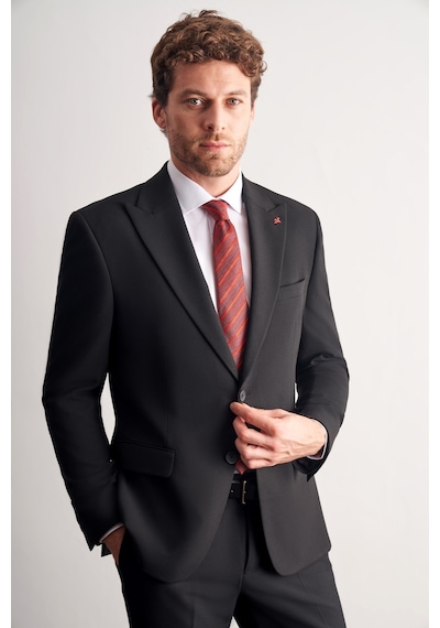 İmza Siyah Kırlangıç Yaka Tam Astar 6 Drop Slim Fit Esnek Takım Elbise 1001265163