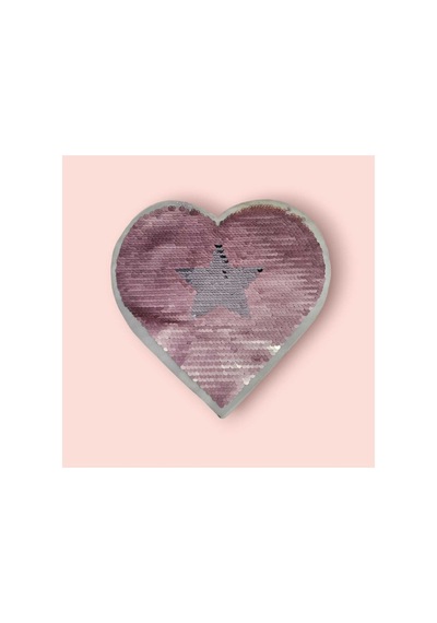 Pullu Nakışlı Arma Pembe Ve Gümüş Renk Yıldız Görselli En:22cm Boy:22.5cm 1 Adet - 692406959 Diğer