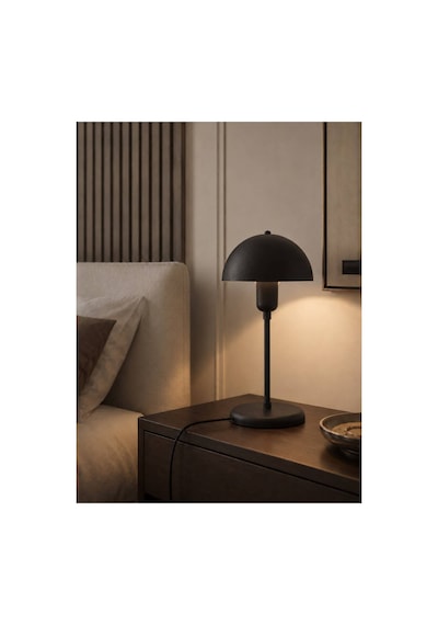 Capella Siyah Metal Masa Lambası Modern Dekoratif Abajur, Mantar Tasarım, E27 Led Uyumlu, Komodin, Yatak Odası, Çalışma Masası, Salon Ve Ofis İçin Premium Masa Lambası 26261645