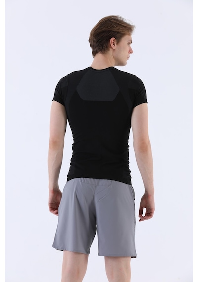 Maraton Active Slimfit Erkek Bisiklet Yaka Kısa Kol Koşu Siyah T-Shirt 821070-Siyah