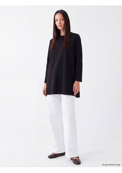 Lcw Everyday Siyah Oversize Soft Touch Kadın Tunik