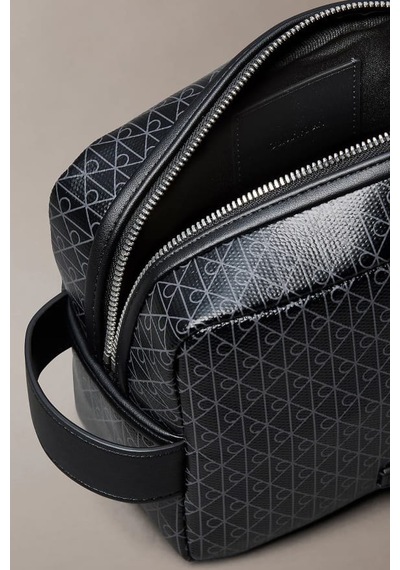 Calvin Klein Erkek Monogram Desenli Aksesuar Çantası - Siyah Black