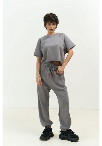 Mai Collection Mai Studios Co. Vero Duman Crop Eşofman Takım Füme