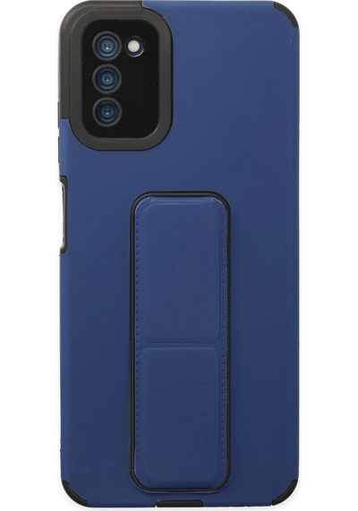 Samsung Galaxy Uyumlu, A03s Kılıf Mega Standlı Silikon - Mavi