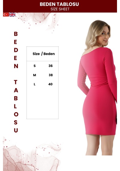 Zedefx Kadın Tek Omuz Bodycon Elbise Pembe