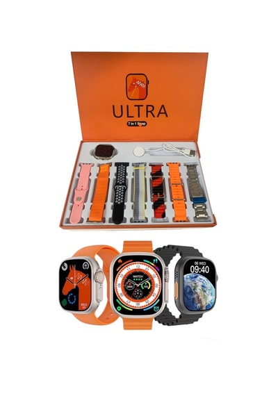 Smart Watch 8 Ultra 7 İn 1 Akıllı Saat 7 Kordonlu Takvim Spor Whatsapp Menülü Siyah - 554203736