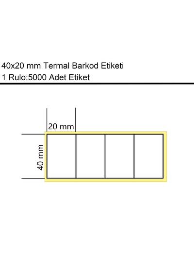 40x20 Mm Termal 4'lü Ürün Barkod Etiketi 5000'li Sarım 1 Rulo Etiket 1