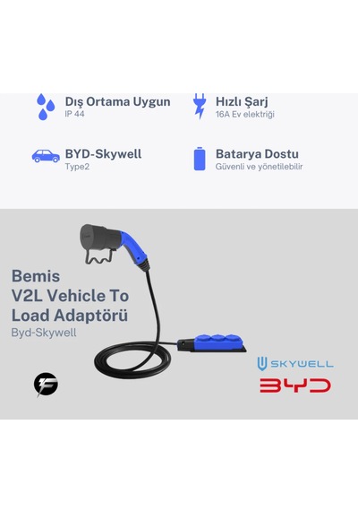 Bemis V2l Vehicle To Load Elektrikli Araç Uyumlu 3 Lü Priz Uzatma Adaptörü 3 M - Byd- Skywell 16a/3.5kw
