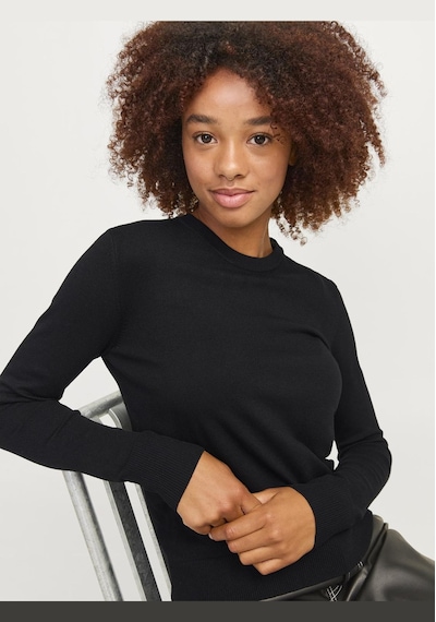Jack & Jones Kadin Bisiklet Yaka Uzun Kollu Kazak - Cara 12255368 Black Kırmızı