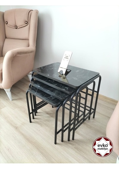Evko Mobilya Buket Sehpa, 4'lü Zigon Sehpa,  Servis Sehpası, Iç Içe Geçen Sehpa, Ahşap Sehpa, Dikdörtgen Sehpa