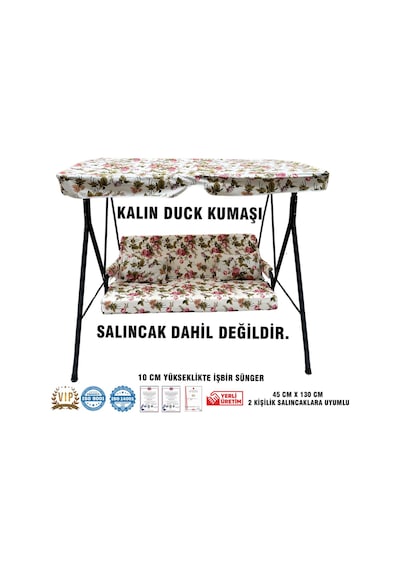 Lüks Duck Vip Salıncak Minder Seti 10 Cm Süngerli Tenteli Salıncak Minder Seti-ingiliz Gülü Pembe