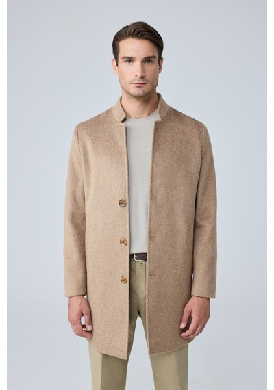 Danger Erkek Relaxed-fit Premium Yün Kaşe Kaban Bej 4351dngr