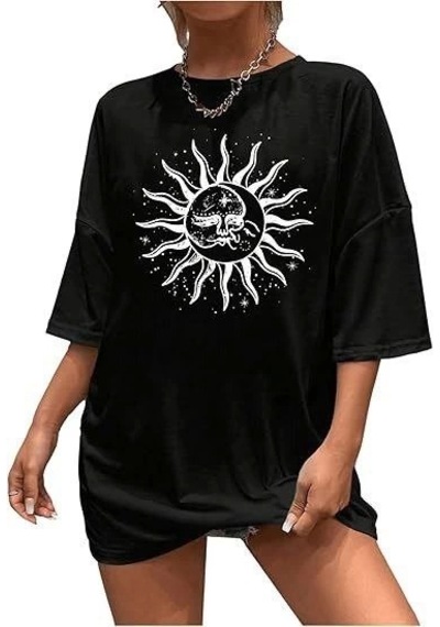 Modi Bisiklet Yaka Baskılı T-shirt - Siyah