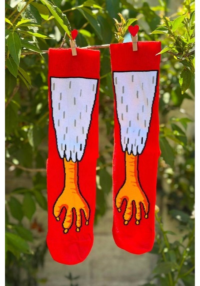 Lousocks Unisex Horoz Ayağı Renkli Soket Çorap Kırmızı