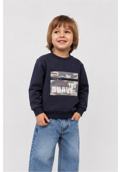 Overdo Kids Erkek Çocuk Kamuflaj Desenli Uzun Kol Sweatshirt Lacivert