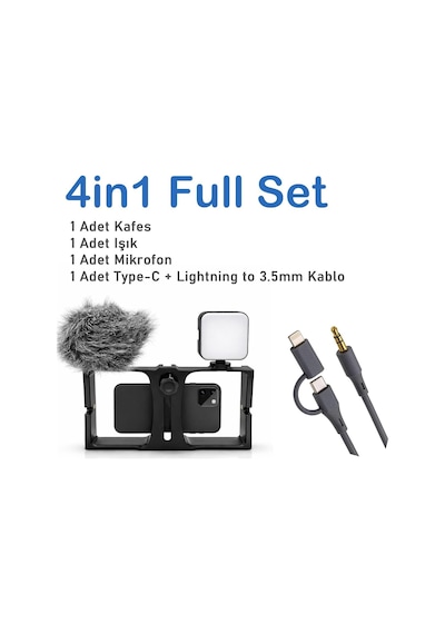 Tr 4in1 Tam Set, Cep Telefonu İçin Tutucu Kafes, Canlı Yayın Vlog, Kick, Youtubes Için Mini Taşınabilir Panel, Kı