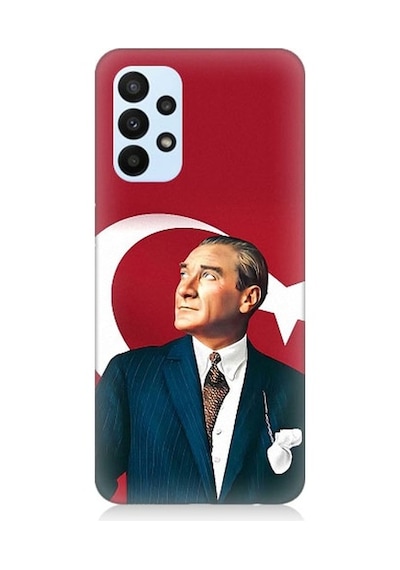Samsung Galaxy A53 Uyumlu Mustafa Kemal Atatürk Ve Bayrak Desenli Silikon Kılıf