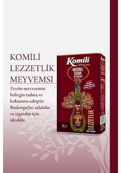 Komili Lezzetlik Meyvemsi Natürel Sızma Zeytinyağı 3 L