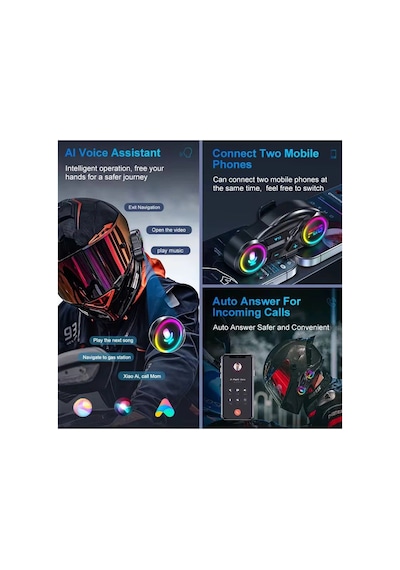Y13 Motor Kask Kulaklık Rgb Modlu Radyolu Motosiklet Kulaklık 5.3 Bluetooth Intercom 67190279