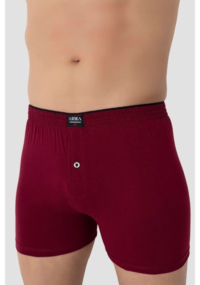 Astrid T Giyim Eşyası Üçlü Set Gündelik Giysi Erkek Bordo Düğmeli Boxer 3'lü Paket %100 Pamuklu Penye