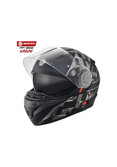 Scoyco FF-868 Azrael Güneş Vizörlü Çene Açılır Kask Gri - Mat Siyah