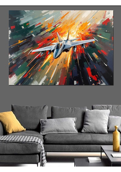 Süpersonik Jet Uçağı Dekoratif Kanvas - Mdf Ahşap Tablo