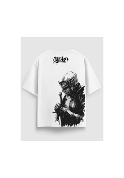 Yolo Street Beyaz Oversize Baskılı Erkek Tişört Beyaz