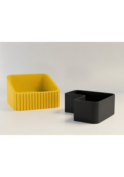 3d Baskı Fıstık Kasesi - Çift Hazneli Kabuk Ayırıcı Sunum Kasesi - Sarı Siyah Diğer