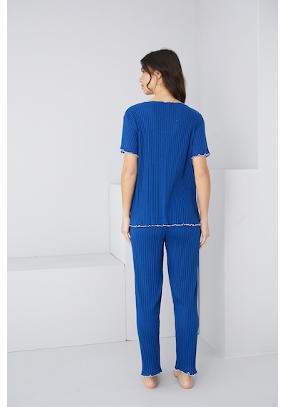 Siyah İnci Mevsimlik İnce Fiyonklu Pijama Takım7879 Saks