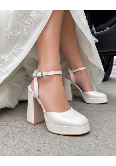Nesilshoes Nesil Shoes Mrv 185821 Sedef Arkası Açık Gelinlik Sandalet