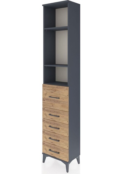 Arges Dolap 3 Raflı 5 Çekmeceli 44x30x221 Antrasit-çam Antrasit