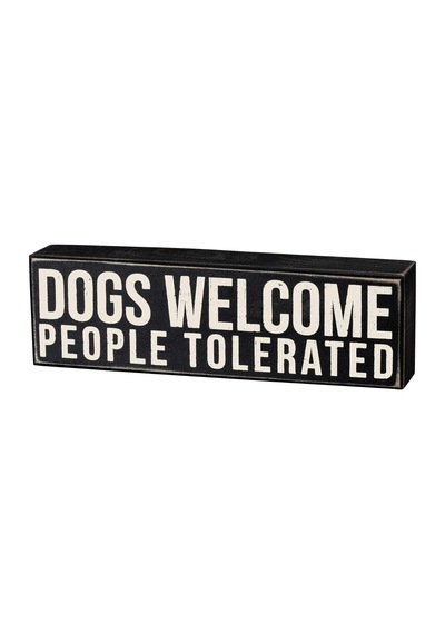 Primitives By Kathy 19133 Kelime Kutusu İşareti, 10x3, Dogs Welcome, Siyah