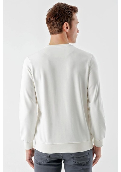 Slimfit Bisiklet Yaka Önü Baskılı 2 İplik Erkek Sweatshirt 001