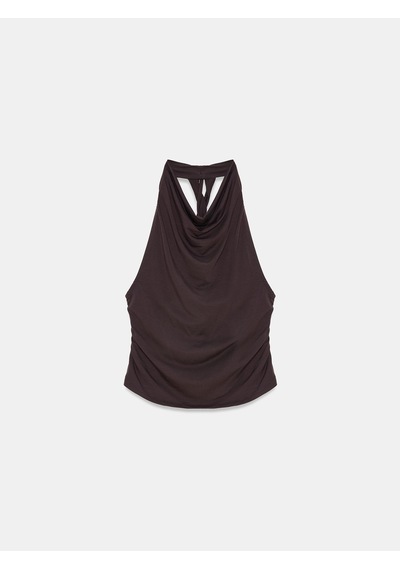 Dilvin 21246 Degaje Yaka Top-koyu Kahve