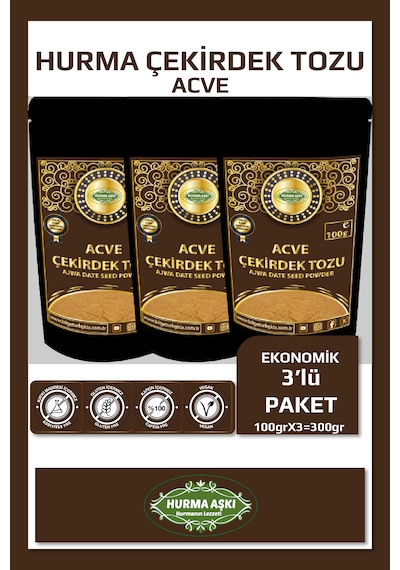 Hurma Aşkı Acve Hurma Çekirdeği Tozu 100grx3 300gr