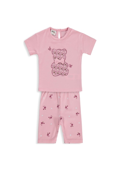 Civil Baby Ayıcık Baskılı Fiyonklu 6-18 Ay Takım - Pembe