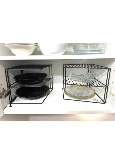 2 Katlı Dolap İçi Tabak Düzenleyici Metal Raf Metal 20 X 20 Siyah Tr Diğer