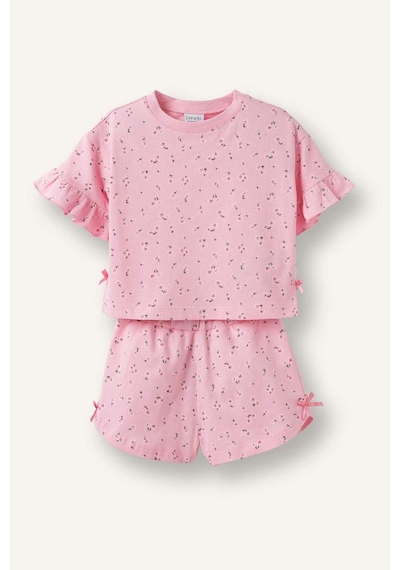 Defacto Çiçeki 2li Pembe Takım Kız Bebek H7883a526smpn666 Pembe-pn666