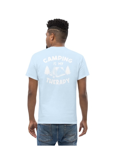 Wildstyle Camping Is My Therapy Kamp Çadır Doğa Baskılı Unisex Bisiklet Yaka Tişört Bebek Mavisi