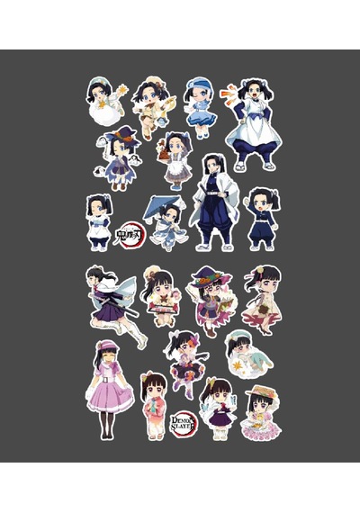 Kanao Tsuyuri-demon Slayer-aoi Kanzaki-parlak Kağıt -2li Sticker Set Süsleme Beyaz